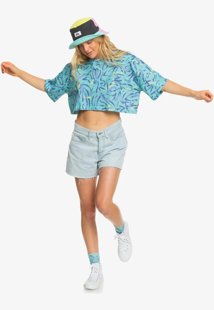 Nouveau 😍 Quiksilver T-shirt Imprimé - Aqua Sky Strange Daze 💯 2 Nouveau 😍 Quiksilver T-shirt Imprimé - Aqua Sky Strange Daze 💯 – Image 2