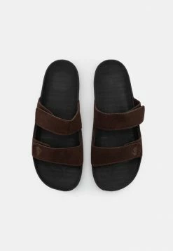 Bon marché 💯 Quiksilver RIVI - Mules - Brown/black ✔️ -Quiksilver Soldes Boutique 154f5a2dd61a46899f367a32a5c47afa
