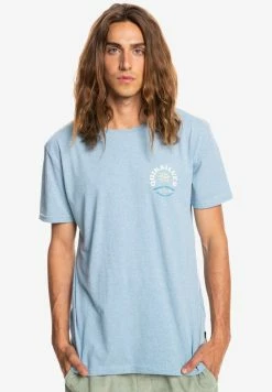 Meilleure affaire 👍 Quiksilver SIMPLE SCRIPT - T-shirt Imprimé - Faded Denim Heather 😀