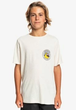 Remise ⌛ Quiksilver CLOSED BUBBLE - T-shirt Imprimé - Antique White Heather ❤️
