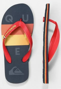 Promo 🌟 Quiksilver MOLOKAI WORD BLOCK - Tongs - Black/red/blue ⌛