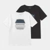 Offres ❤️ Quiksilver DRIFT REVIVAL TEE 2 PACK - T-shirt Imprimé - Black/white 🌟