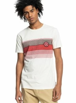 Sortie 😀 Quiksilver NEW STRIPES - T-shirt Imprimé - Antique White ✔️
