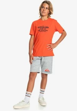 Bon marché 🎁 Quiksilver FEEDING LINE - T-shirt Imprimé - Cherry Tomato 😍