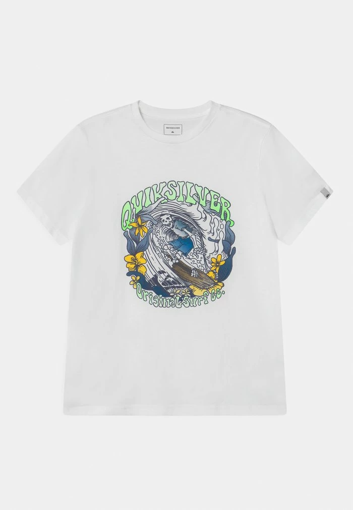 Nouveau 🌟 Quiksilver WAVEY SKULL - T-shirt Imprimé - White ⌛ 1 Nouveau 🌟 Quiksilver WAVEY SKULL - T-shirt Imprimé - White ⌛