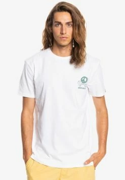 Meilleure vente ❤️ Quiksilver NEW WORLD POUR EQYZT - T-shirt Imprimé - White 🧨
