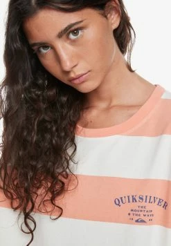 Tout neuf ❤️ Quiksilver T-shirt Imprimé - Peach Pink Print Stripe 👍 -Quiksilver Soldes Boutique 9ebf142c3168498a9fe666ebc16532a0