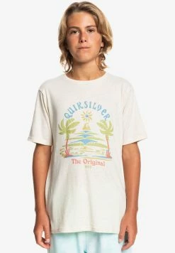 Meilleure affaire ⭐ Quiksilver STRANGE DAYS - T-shirt Imprimé - Antique White Heather ❤️