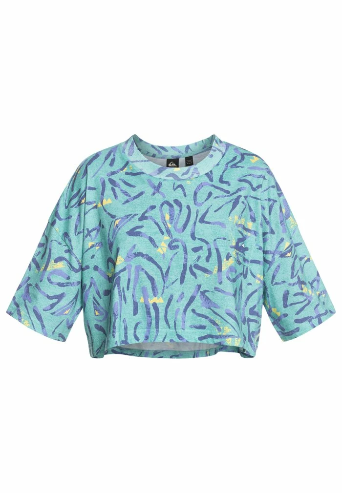 Nouveau 😍 Quiksilver T-shirt Imprimé - Aqua Sky Strange Daze 💯 5 Nouveau 😍 Quiksilver T-shirt Imprimé - Aqua Sky Strange Daze 💯 – Image 5