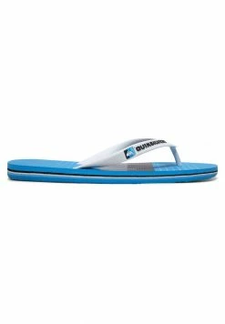 De gros 🎉 Quiksilver MOLOKAI WORD BLOCK - SANDALEN FÜR MÄNNER AQYL100986 - Tongs - White/grey/blue 🔥