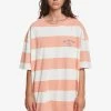 Tout neuf ❤️ Quiksilver T-shirt Imprimé - Peach Pink Print Stripe 👍