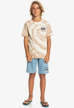 Meilleure vente 🛒 Quiksilver IN CIRCLES SS YTH - T-shirt Imprimé - Almond Cream ❤️
