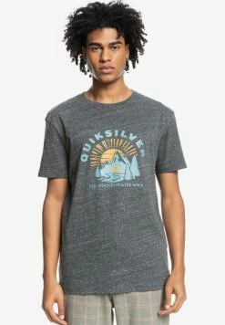 Bon marché 👏 Quiksilver MOUNTAIN SIDE - T-shirt Imprimé - Charcoal Heather 🎁