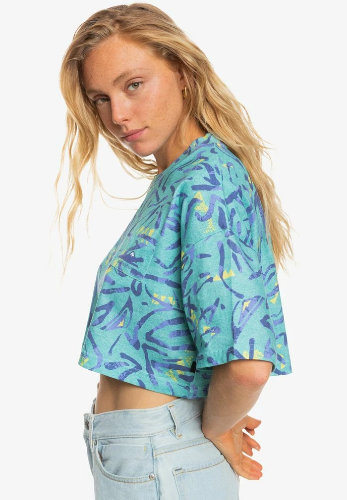 Nouveau 😍 Quiksilver T-shirt Imprimé - Aqua Sky Strange Daze 💯 4 Nouveau 😍 Quiksilver T-shirt Imprimé - Aqua Sky Strange Daze 💯 – Image 4