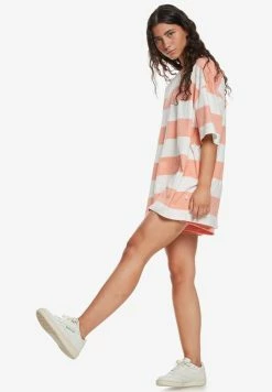 Tout neuf ❤️ Quiksilver T-shirt Imprimé - Peach Pink Print Stripe 👍 -Quiksilver Soldes Boutique f3ffed120ca74823a44e1b76d4061129