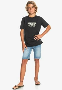 Coupon 😀 Quiksilver FEEDING LINE - T-shirt Imprimé - Black ✔️